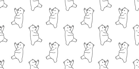 Bear seamless pattern vector polar bear panda isolated teddy walk wallpaper background white