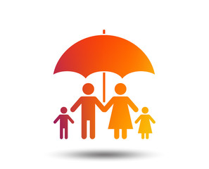 Complete family insurance sign icon. Umbrella symbol. Blurred gradient design element. Vivid graphic flat icon. Vector