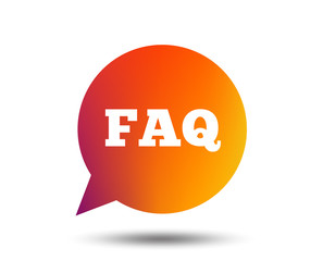 FAQ information sign icon. Help speech bubble symbol. Blurred gradient design element. Vivid graphic flat icon. Vector