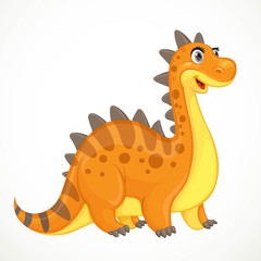 Cute orange dinosaur toy isolated on white background