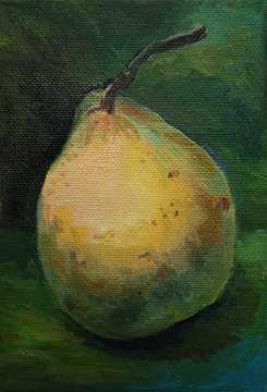 Oil Painting Of A Yellow Pear