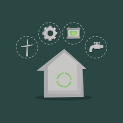 House and ecology related icons over green background, colorful design. vector illustration