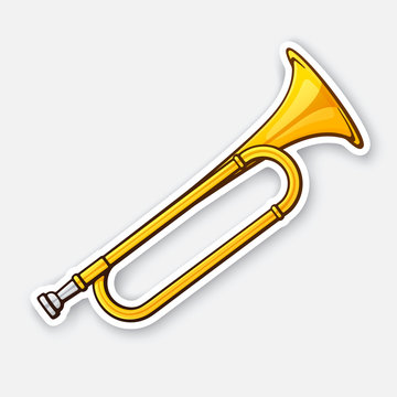 Sticker of classical music wind instrument trumpet