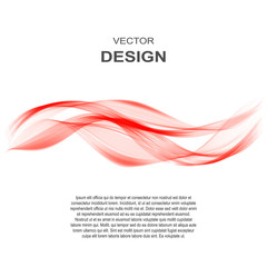 Abstract smooth color wave vector. Curve flow red motion illustration.