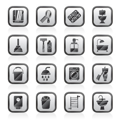 Bathroom and hygiene objects icons - vector icon set