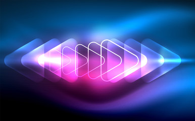 Glowing vector triangle geometric shapes in dark space