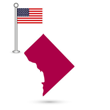 Columbia State Map, American flag. Icons on a white background