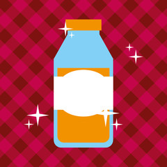 juice orange bottle glass shiny and tablecloth vector illustration