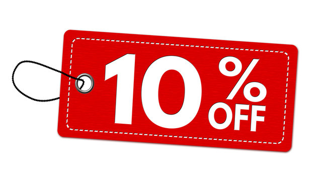 Special offer 10% off label or price tag