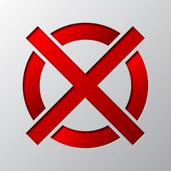 Fototapeta premium Paper art of the red cross to reject. Vector illustration