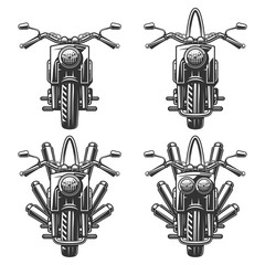 Motorcycle chopper, front, motorcycle driver, monochrome, wheel, headlamp