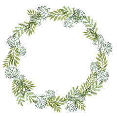 Wreaths made of watercolor leaves.