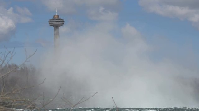 Skylon Tower seen from the Niagara waterfall 