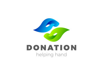 Donation Help Hand Logo design vector. Charity Logotype icon