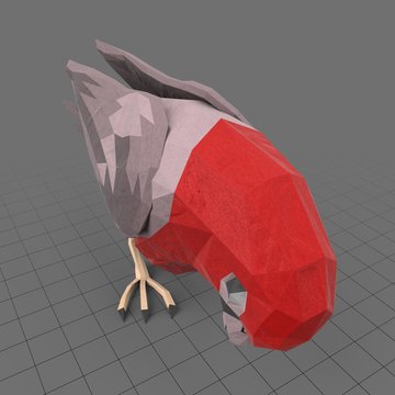 Stylized red bird pecking