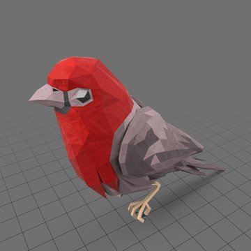 Stylized red bird standing