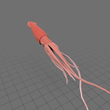 Stylized squid swimming