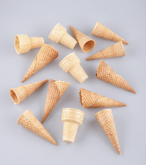 empty ice cream cone on white background