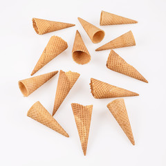 empty ice cream cone on neutral background