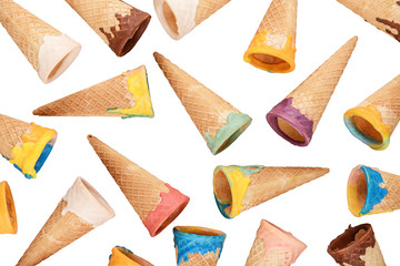 Glazed ice cream cones isolated on a white background
