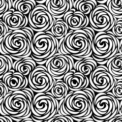 Floral seamless pattern with flower rose. Abstract swirl line background