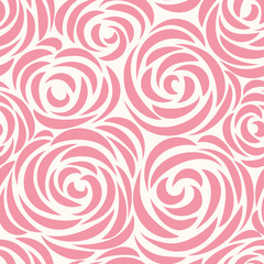 Fototapeta na wymiar Floral seamless pattern with flower rose. Abstract swirl line background
