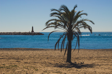 Beach. Beach in Puerto Banus, Marbella, Malaga, Costa del Sol, Spain. Picture taken – 27 march 2018.