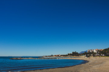 Beach. Beach in Puerto Banus, Marbella, Malaga, Costa del Sol, Spain. Picture taken – 27 march 2018.