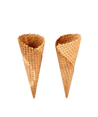 empty ice cream cone isolated on white background