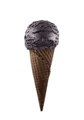 black ice cream with cone isolated on white background