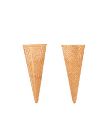 empty ice cream cone isolated on white background