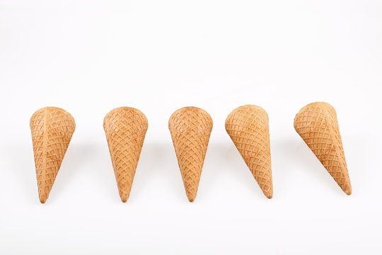 Empty Ice Cream Cone Isolated On White Background