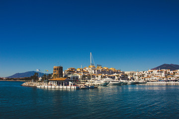 Fototapeta premium Port. Port of Puerto Banus, Marbella, Malaga, Costa del Sol, Spain. Picture taken – 27 march 2018.