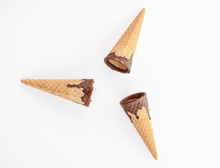 Glazed ice cream cones isolated on a white background