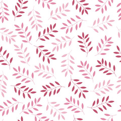 Leaves of sakura colore tone on white background. Seamless pattern. Vector background.