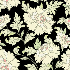 Floral seamless pattern.  Flowers and leaves garden background