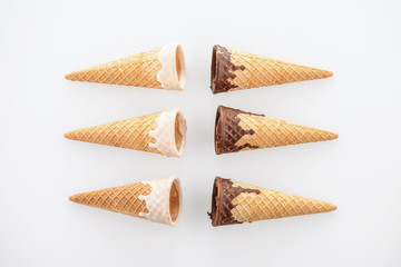 Glazed ice cream cones isolated on a white background