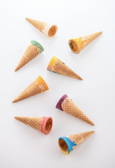 Glazed ice cream cones isolated on a white background
