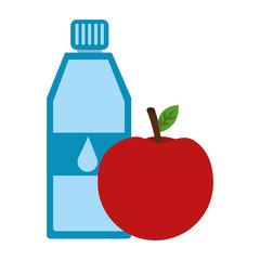 pure water bottle with apple vector illustration design