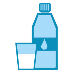 pure water bottle with glass vector illustration design