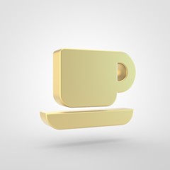 Golden coffee icon isolated on white background.