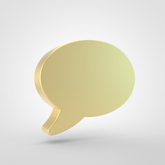 Golden comment icon isolated on white background.