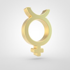 Golden mercury icon isolated on white background.