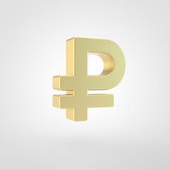 Golden ruble icon isolated on white background.