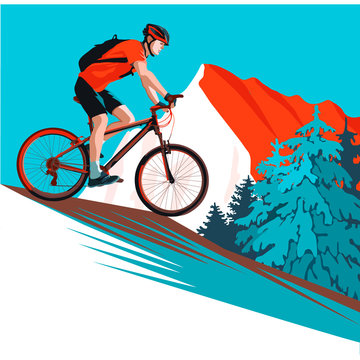 Cyclist on a mountain slope