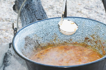 Cauldron with Fish Soup