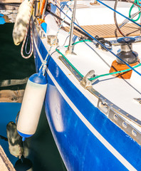 buoy hanging outside the hull of the boat, boat equipment