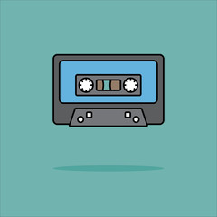 Illustration of audio tape icon in flat style