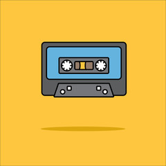 Illustration of audio tape icon in flat style