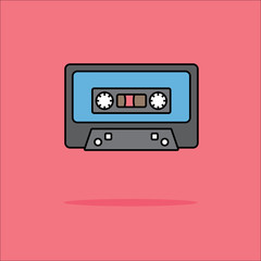 Illustration of audio tape icon in flat style
